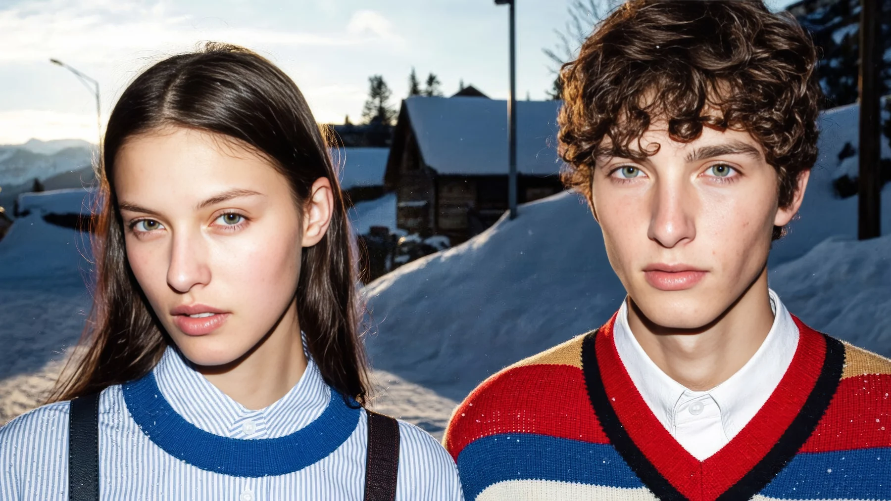 Winter fashion couple portrait