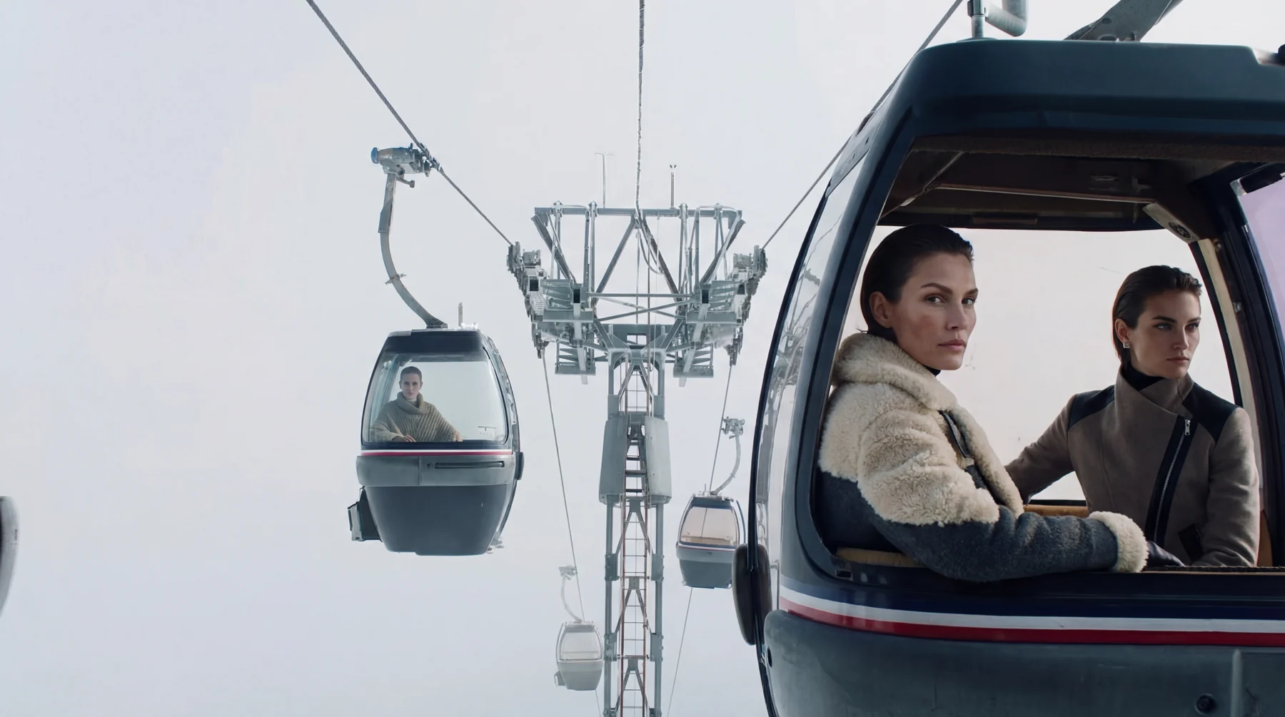 Alpine gondola fashion scene