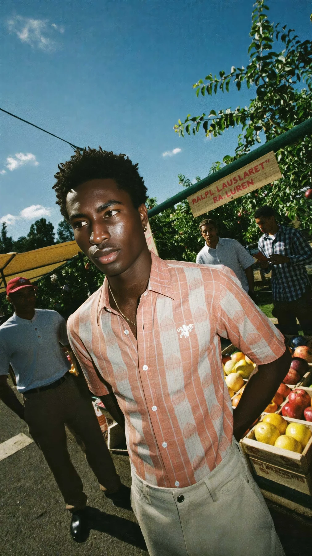 Menswear portrait at an outdoor market